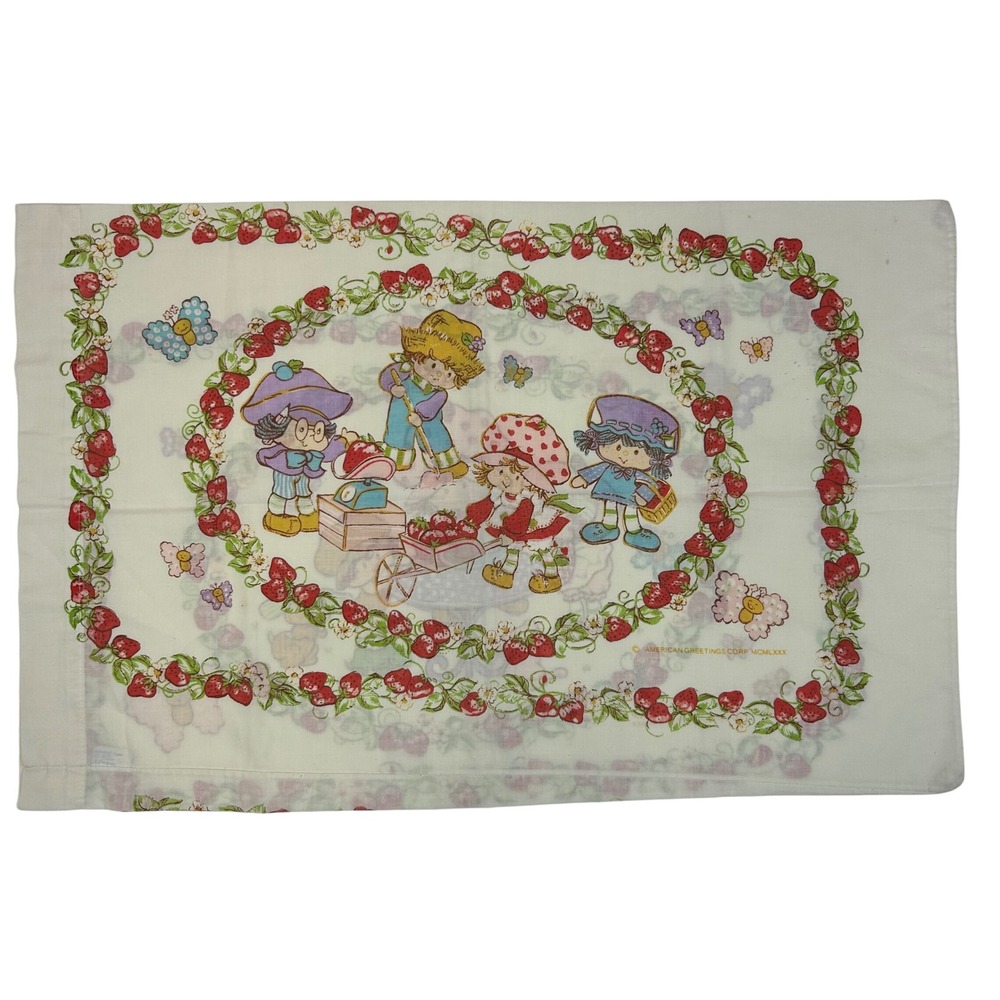 Vintage Strawberry Shortcake JCPenney Pillowcase 1980 American Greetings 80s Bed